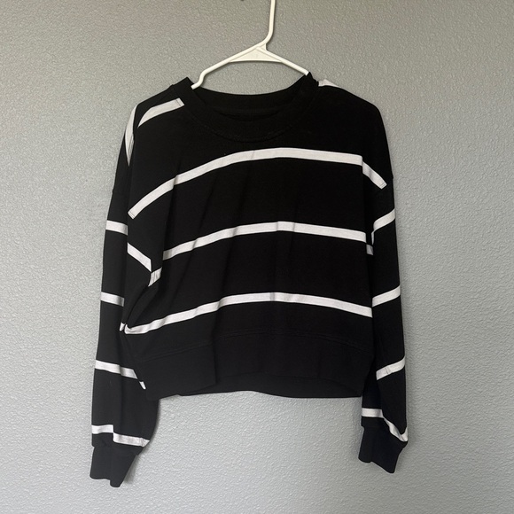 lululemon athletica Tops - Lululemon Athletica Black and White Striped Sweatshirt